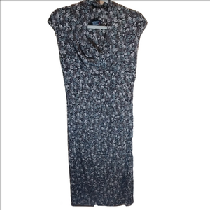 Scarlett Blue Maxi Dress with Cowl Neck Sheath Style